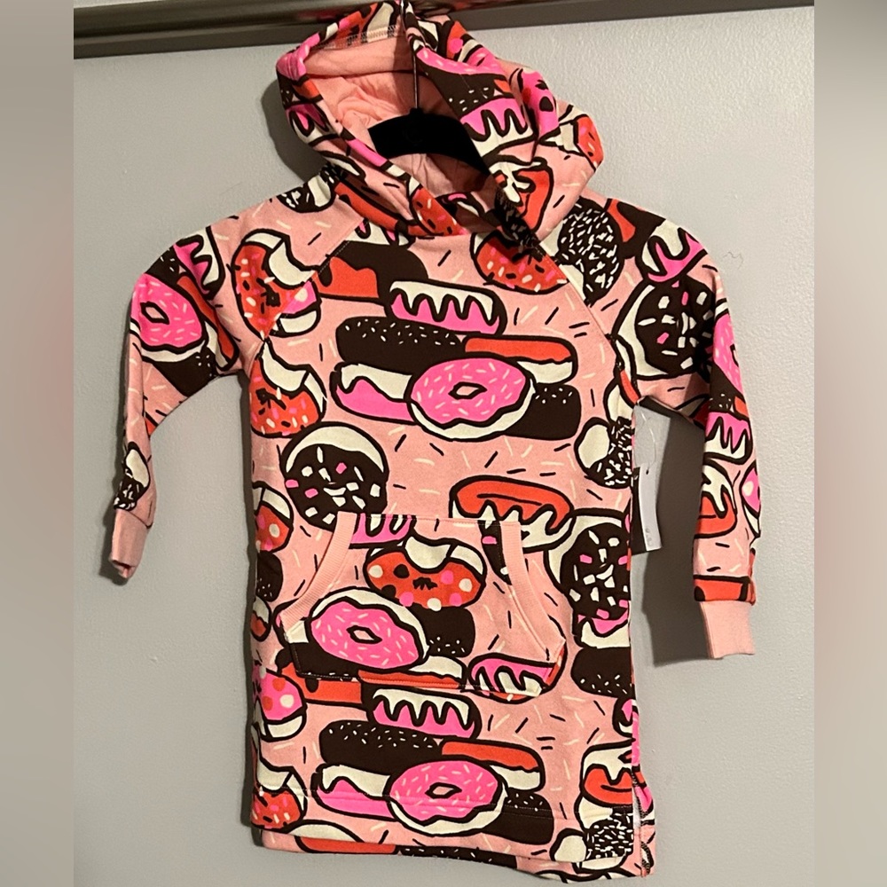 NWT 3T 4T Hoodie Sweatshirt Dress Long Girls Fleece Tunic